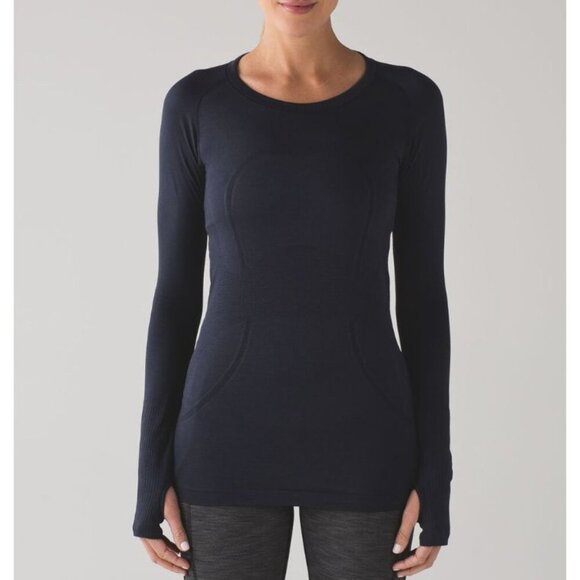 Lululemon Swiftly Tech Long Sleeve Crew Midnight Navy Size 4 - Picture 1 of 5